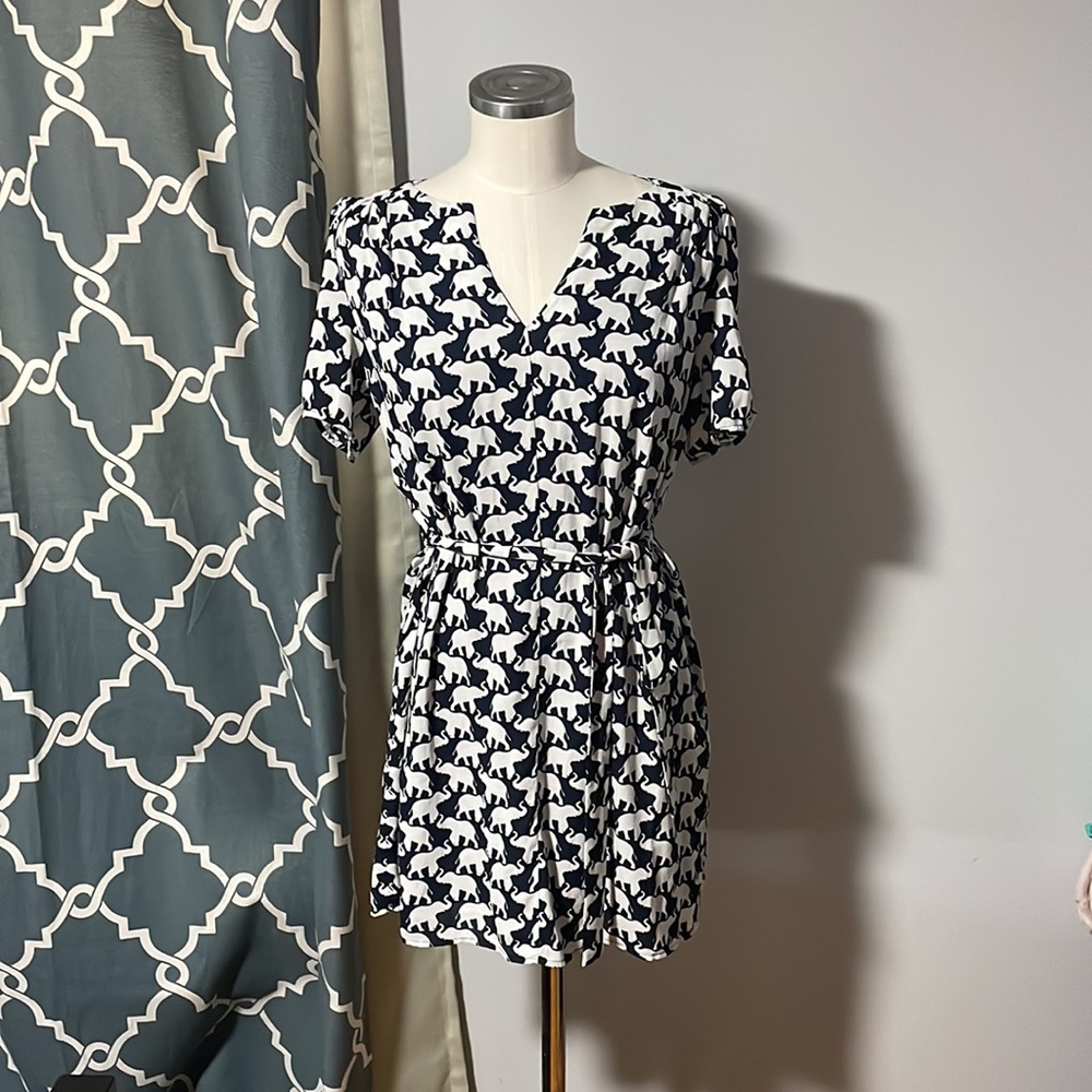 Aqua elephant dress, EUC, L